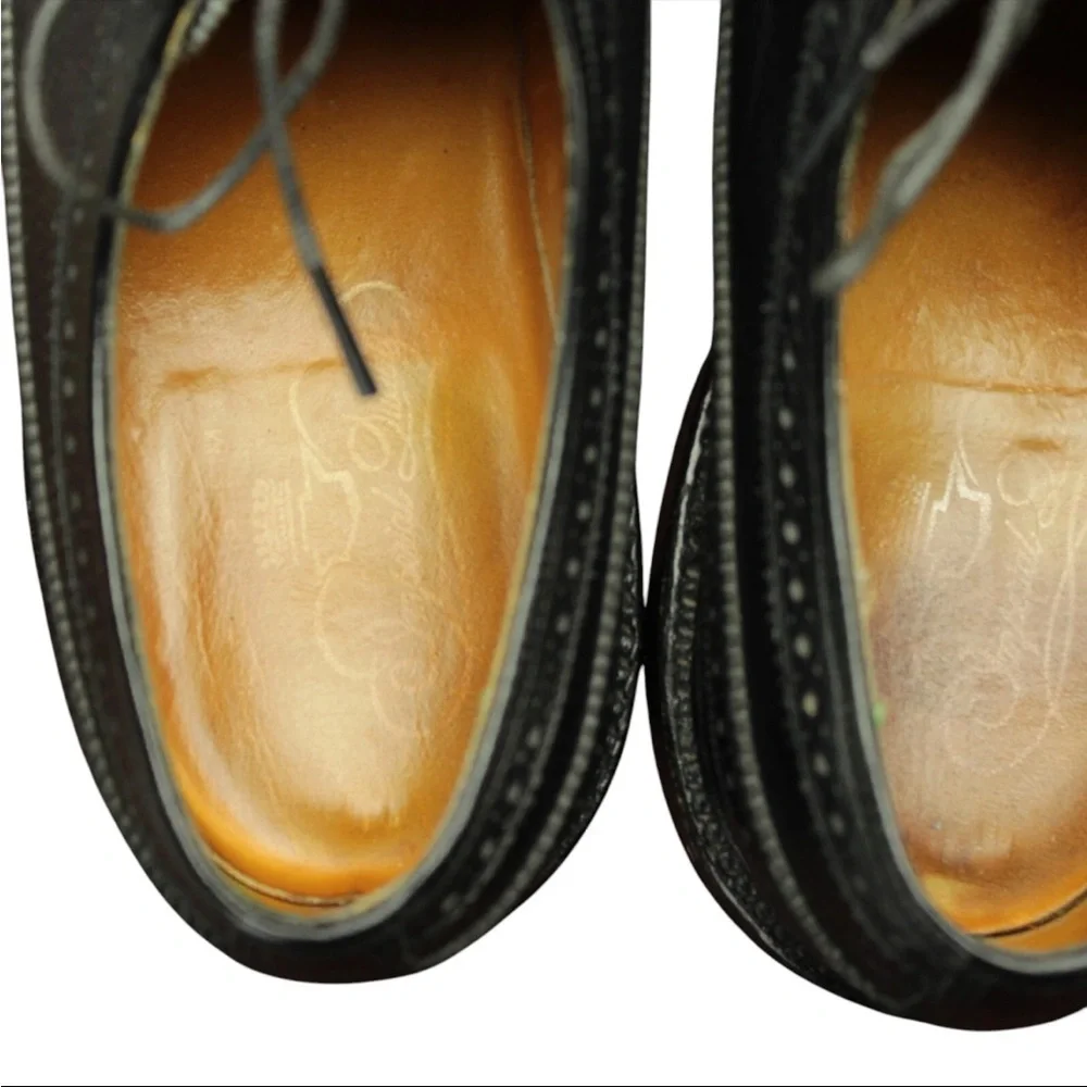 Florsheim Imperial Shell Cordovan 5 Nail Wingtips Brogue Mens 8 D Black Leather